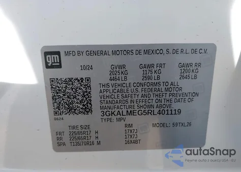 2024 GMC Terrain Fwd Sle из США, поврежденный, VIN 3GKALMEG5RL401119